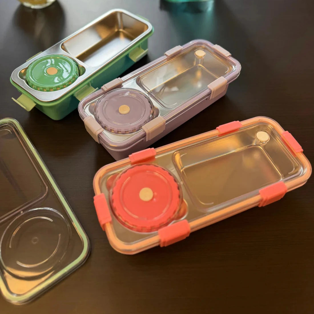 2 Compartment Stainless Steel Lunch Box for Kids n Adults