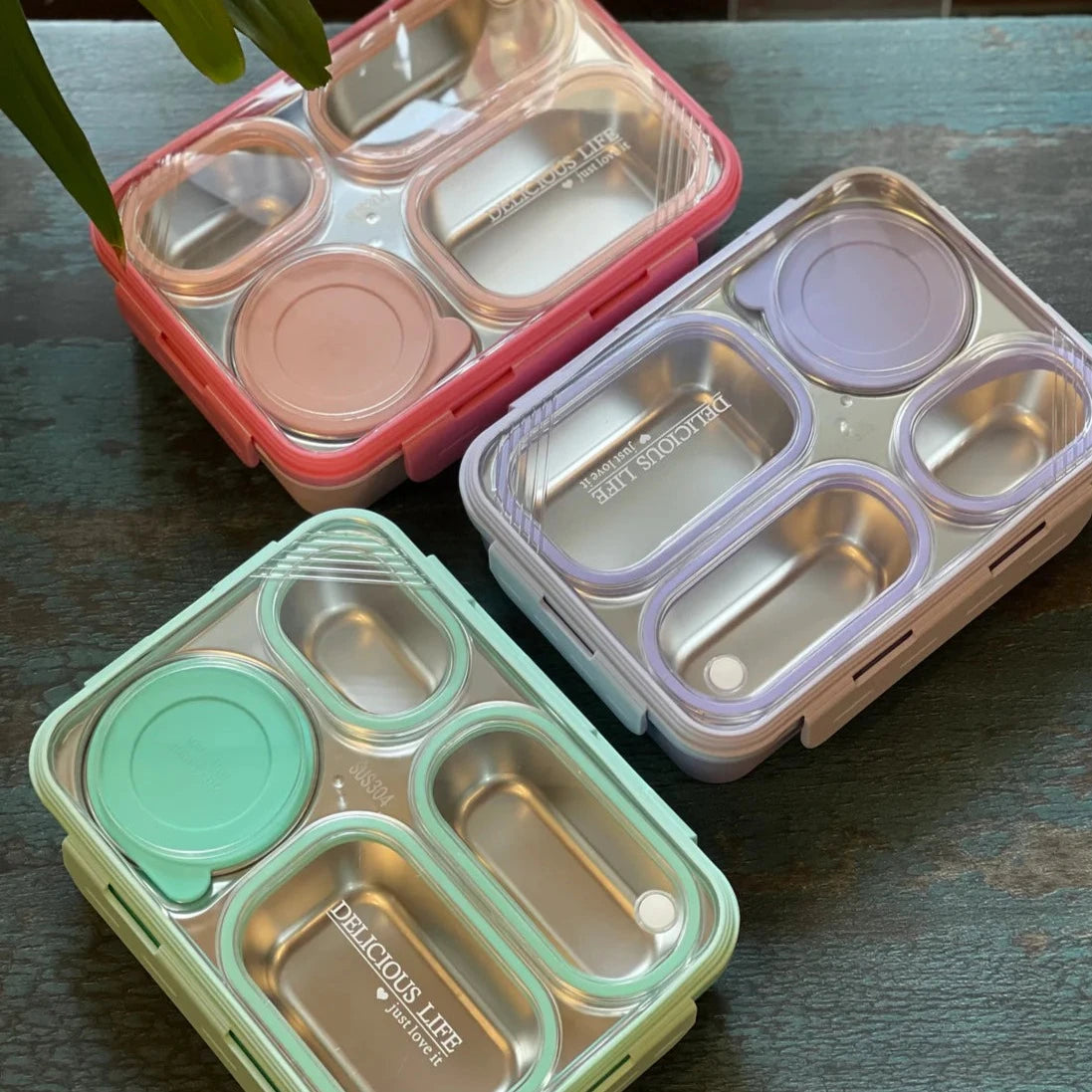 4 Compartment Bento Stainless Steel Lunch Box - 100% Leakproof