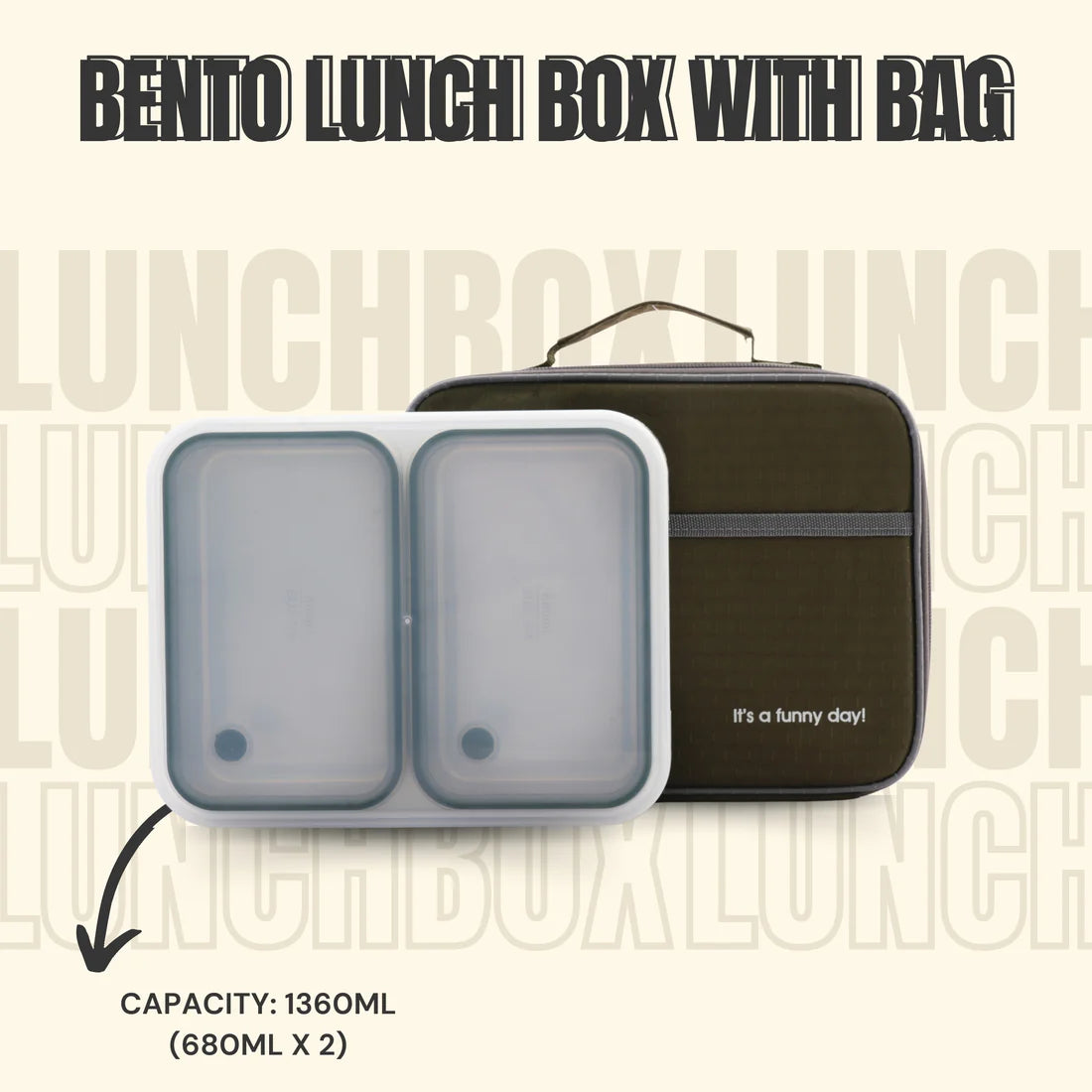 Pure Meal 2 Compartment Stainless Steel Bento Lunch Box with Bag