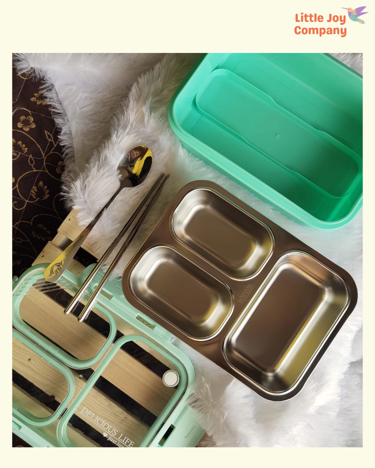 Stainless Steel Bento Lunch Box (3 Grid) - 100% Leakproof