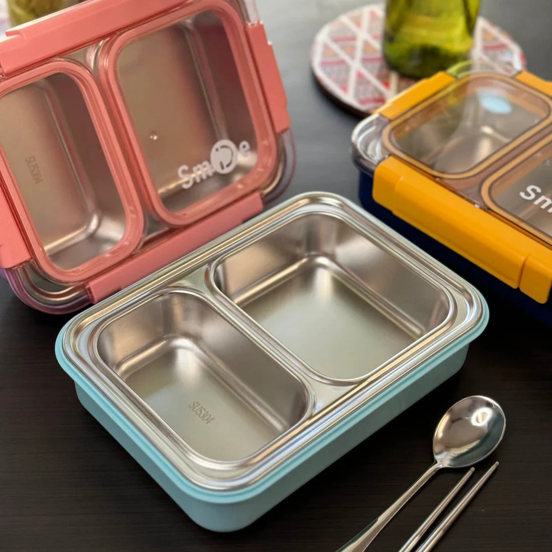 Leak Resistant 2 Compartment Stainless Steel Lunch Box
