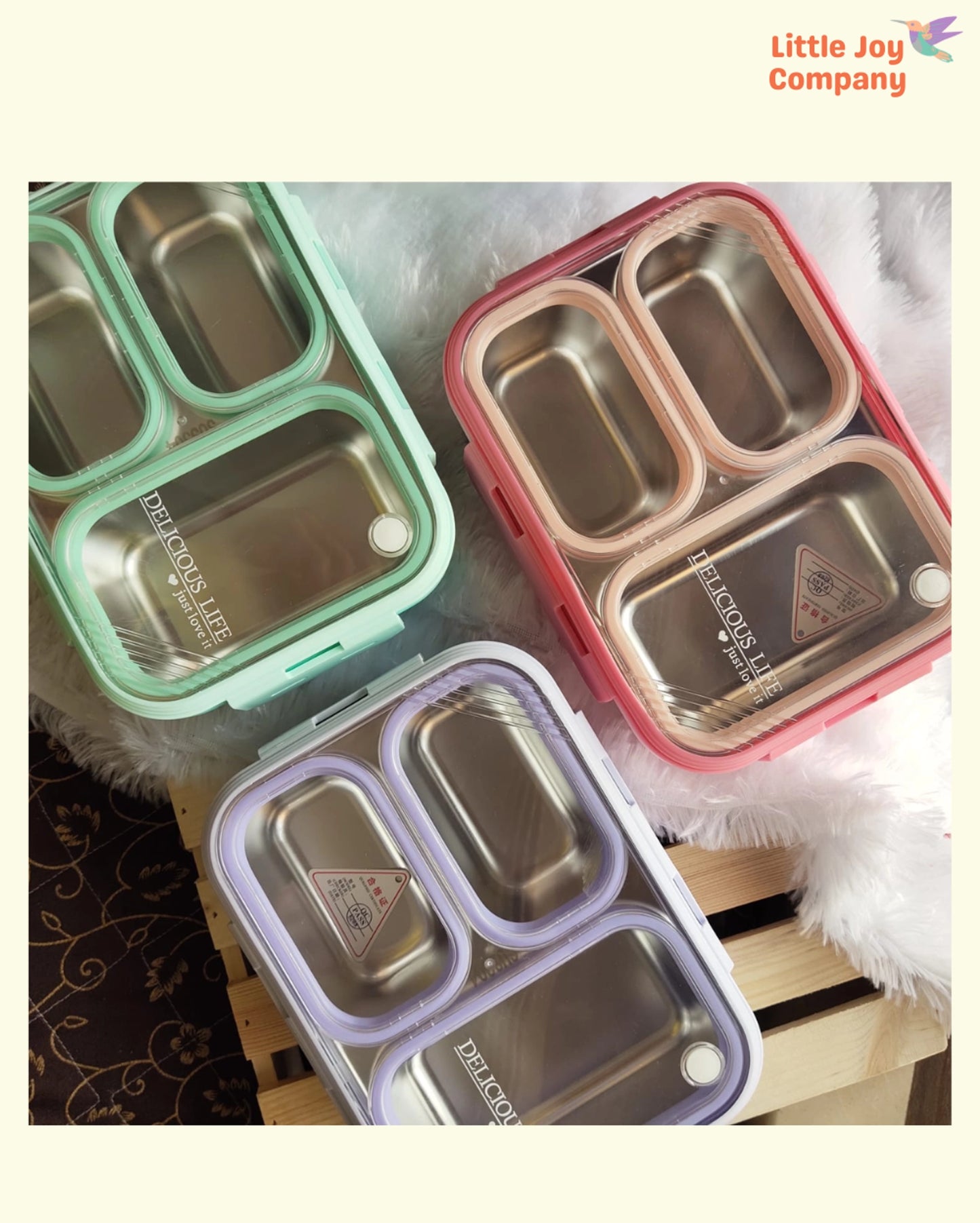 Stainless Steel Bento Lunch Box (3 Grid) - 100% Leakproof