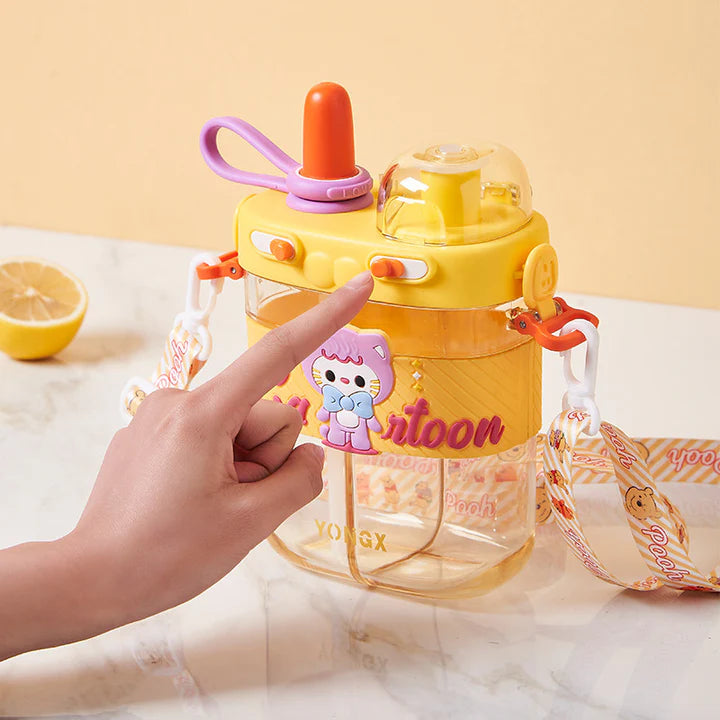 Cute Cartoon Dual Liquid - Juice & Water Bottle - 800 Ml