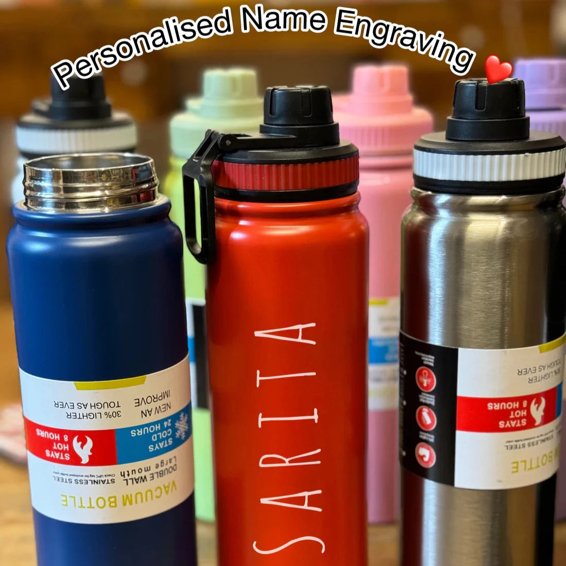 Personalised Name Engraving Stainless Steel Water Bottle