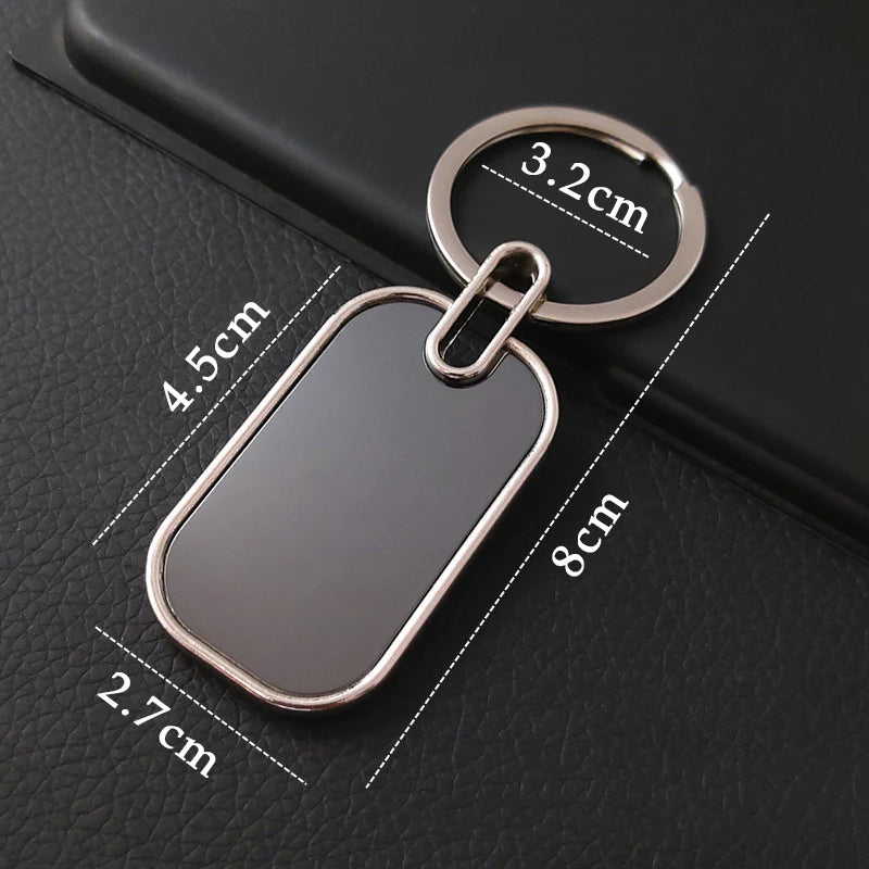 Logo Engraved Oval Metal Keychain