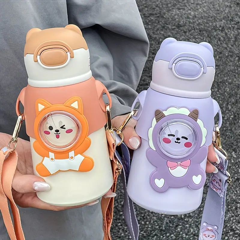 Cute Animal Theme Stainless Steel Water Bottle for Kids - 500 Ml