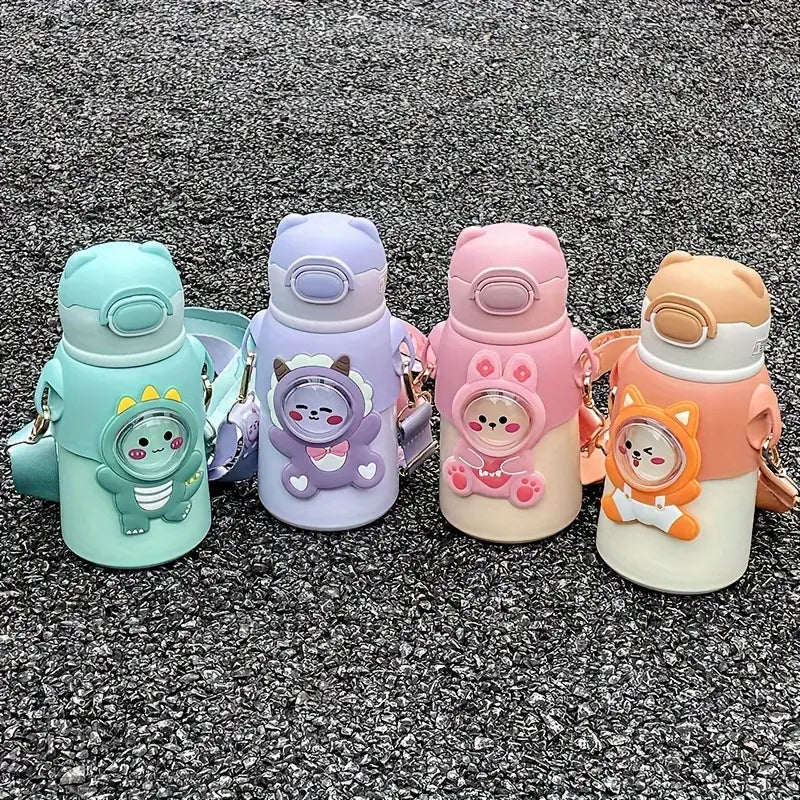 Cute Animal Theme Stainless Steel Water Bottle for Kids - 500 Ml