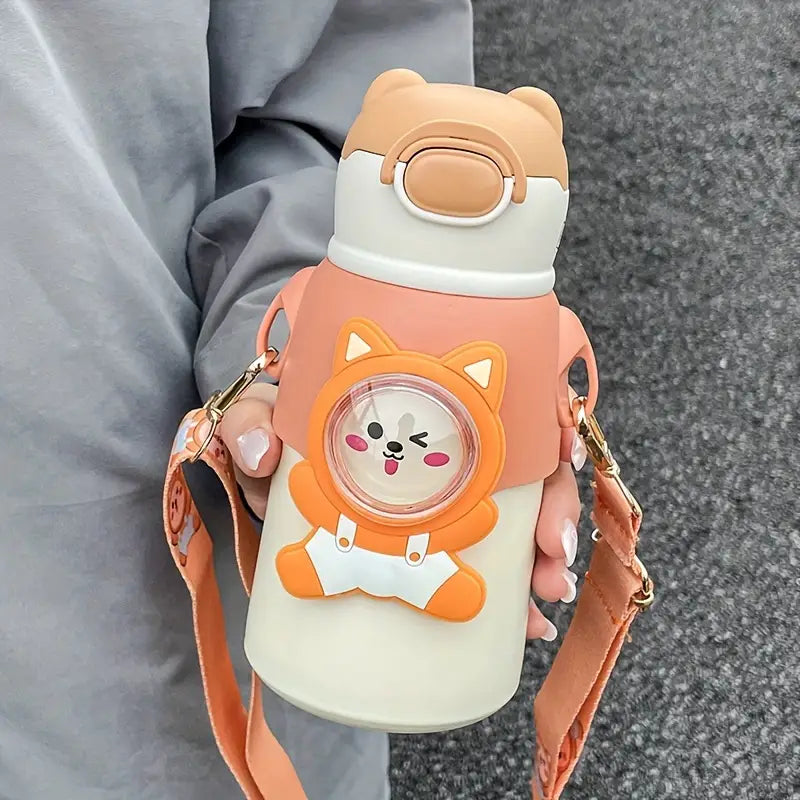 Cute Animal Theme Stainless Steel Water Bottle for Kids - 500 Ml