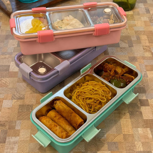 Sleek Stainless Steel Bento Lunch Box (3 Grid)