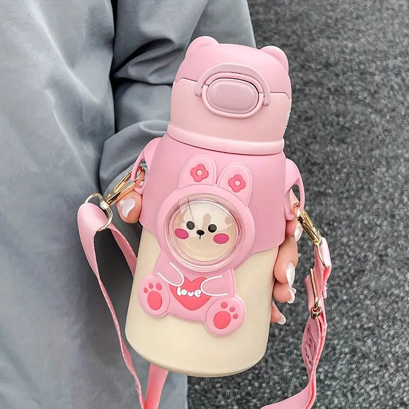Cute Animal Theme Stainless Steel Water Bottle for Kids - 500 Ml
