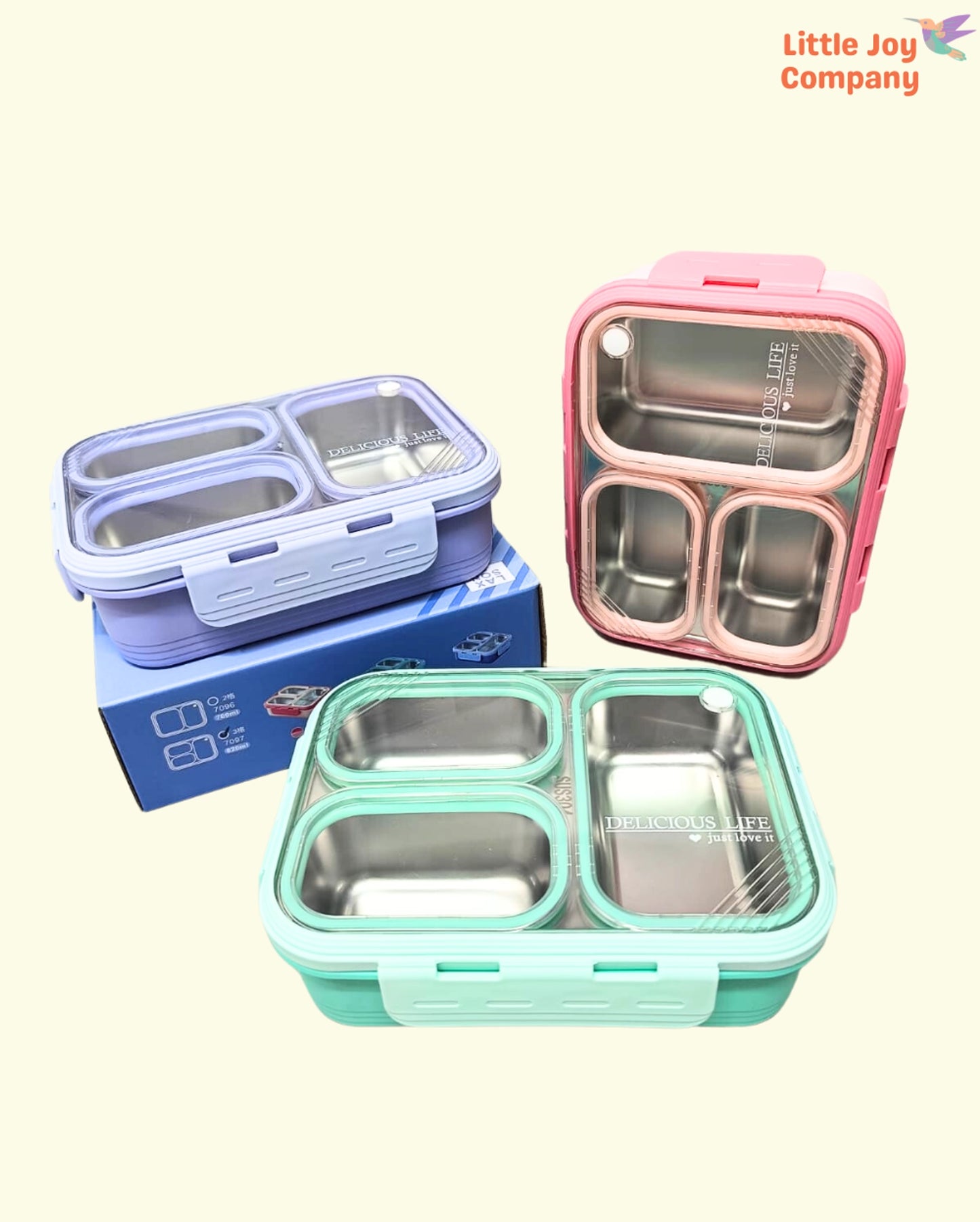 Stainless Steel Bento Lunch Box (3 Grid) - 100% Leakproof