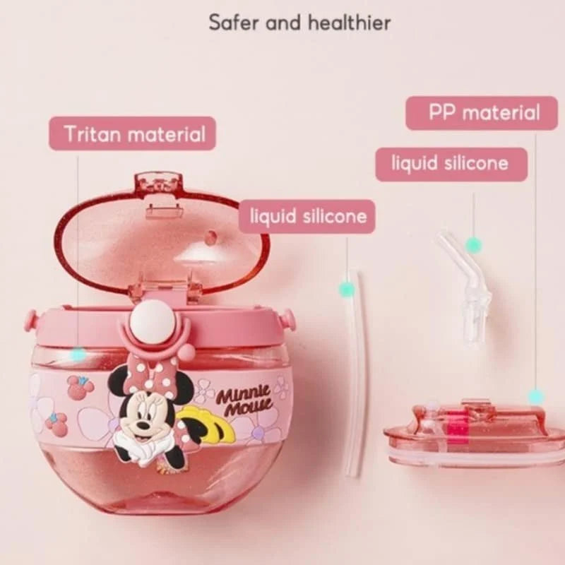 Donut Shape Micky & ilsa Theme Water Bottle for Kids - 450 Ml