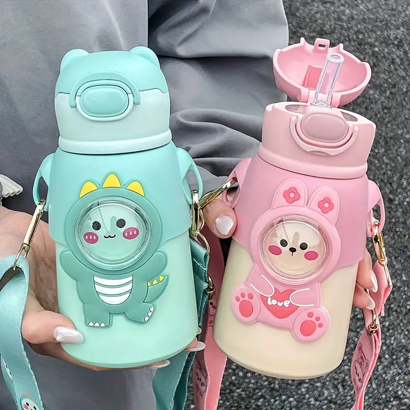 Cute Animal Theme Stainless Steel Water Bottle for Kids - 500 Ml