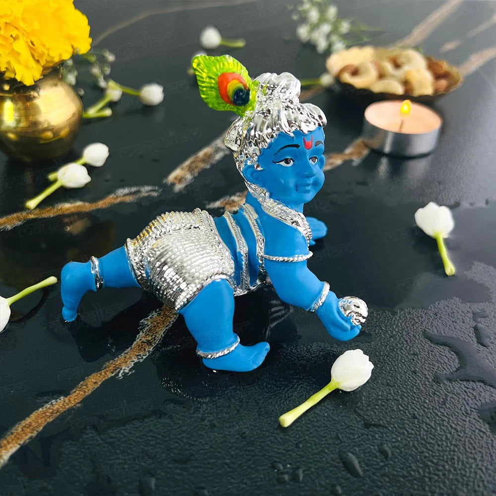 Silver Plated Crawling Laddu Gopal