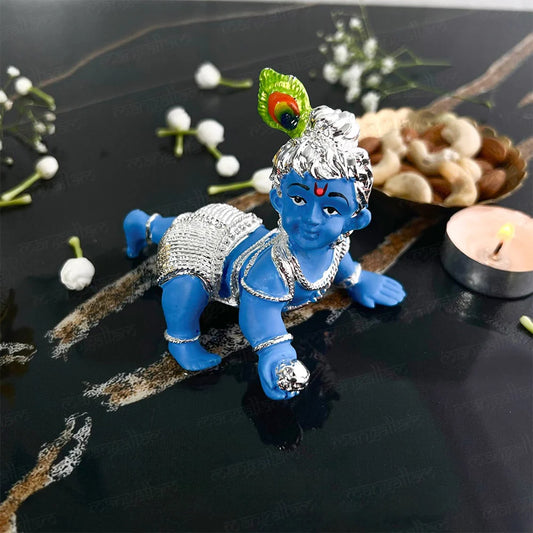 Silver Plated Crawling Laddu Gopal