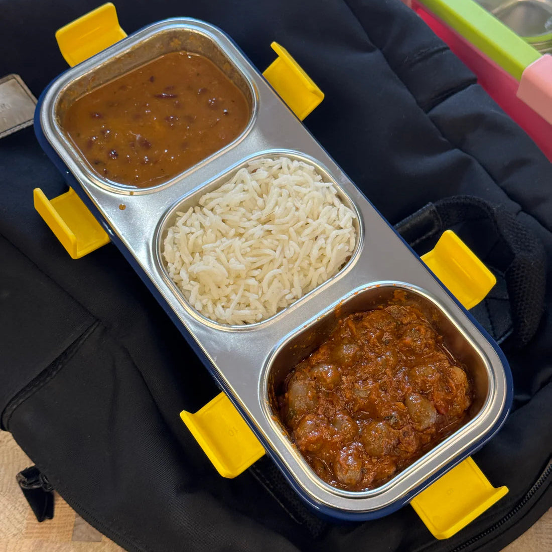 MealJoy Sleek Stainless Steel Bento Lunch Box (3 Grid) - 100% Leakproof