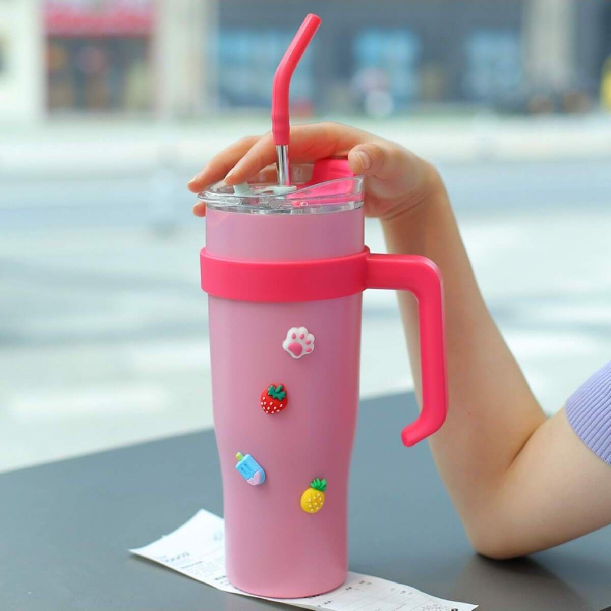 Insulated Coffee Tumblers With Handle And Straw (1200 ML)