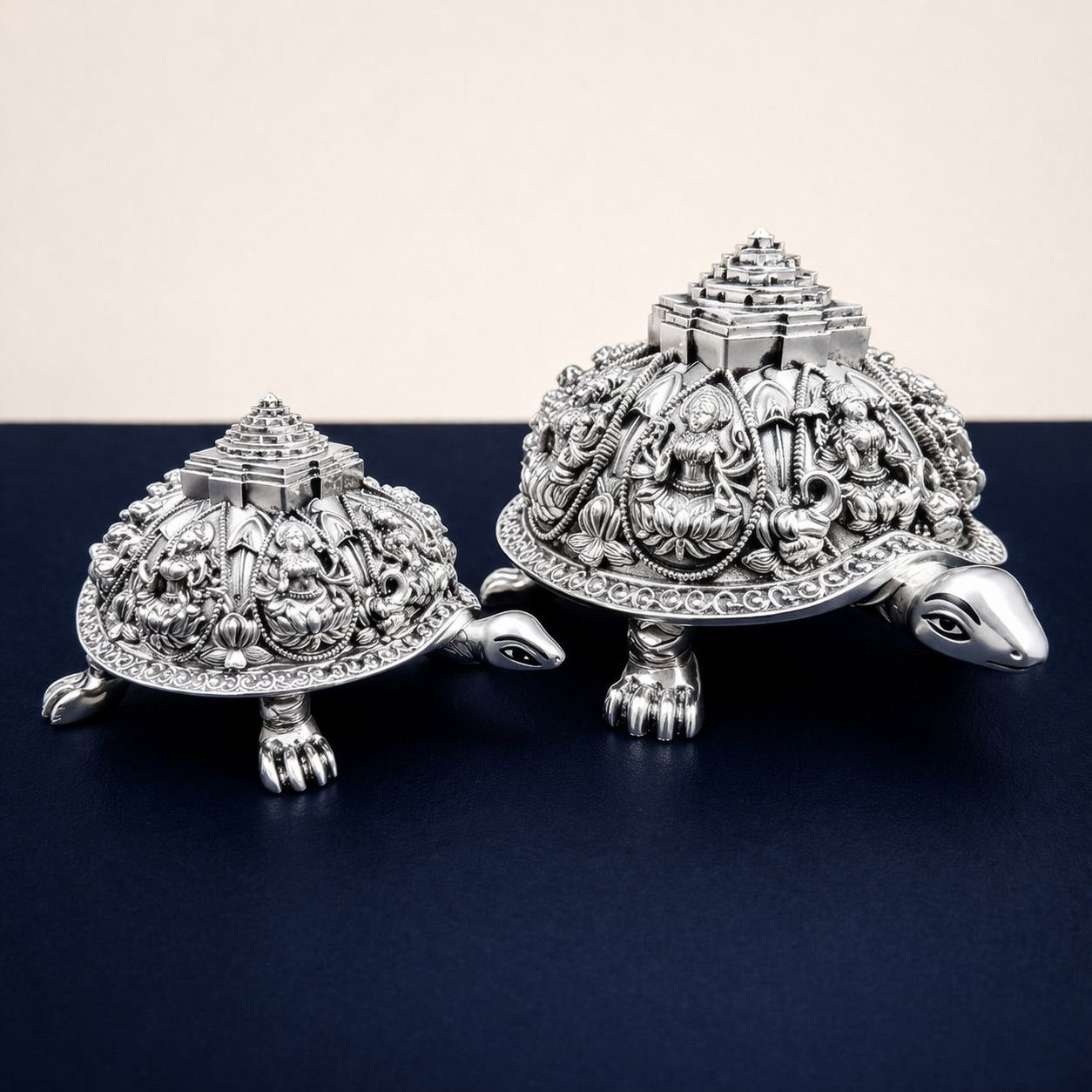 Silver Plated Ashtalakshmi Tortoise Idol with Shree Yantra | 999 Silver Plating