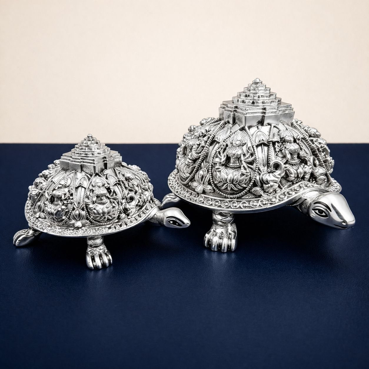 Silver Plated Ashtalakshmi Tortoise Idol with Shree Yantra | 999 Silver Plating