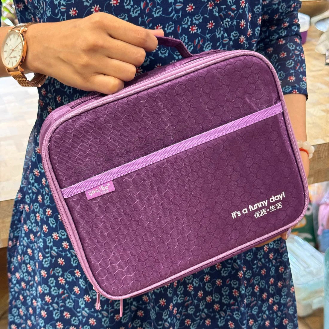 Pure Meal 5 (2+3) Compartment Stainless Steel Bento Lunch Box with Bag