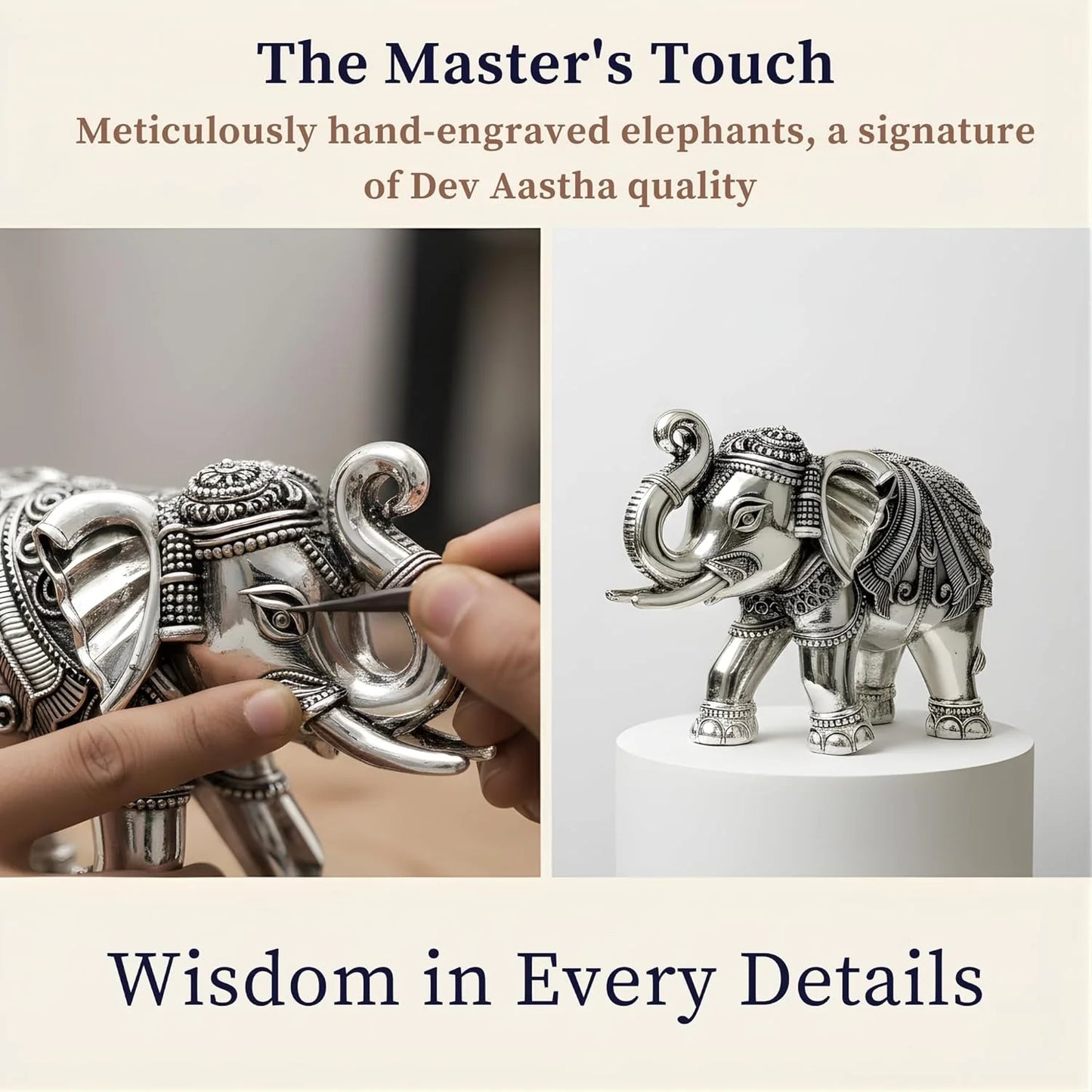 Silver-Plated Elephant Pair for Vastu & Gifting