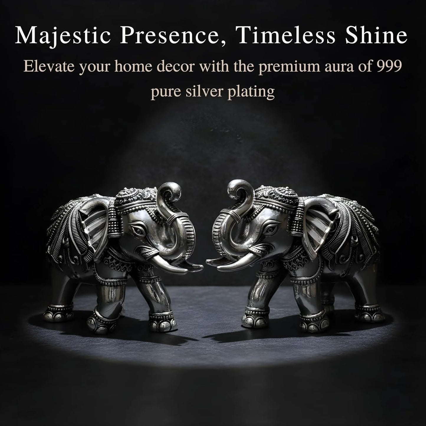 Silver-Plated Elephant Pair for Vastu & Gifting