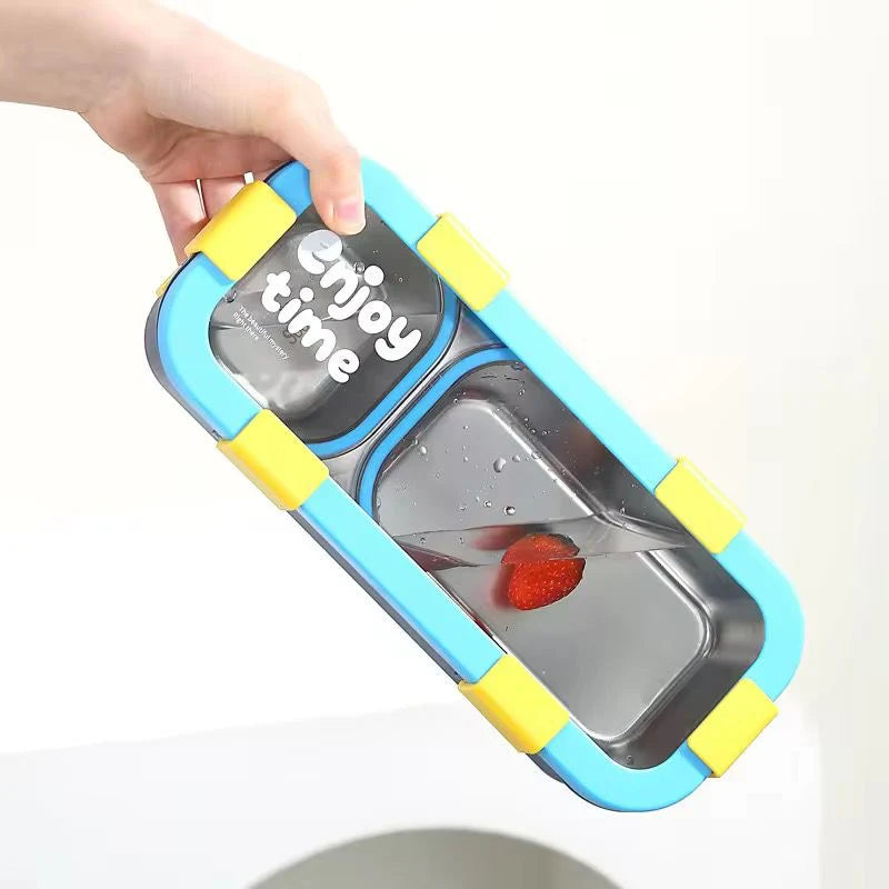 MealJoy Sleek Stainless Steel Bento Lunch Box (2 Grid) - 100% Leakproof