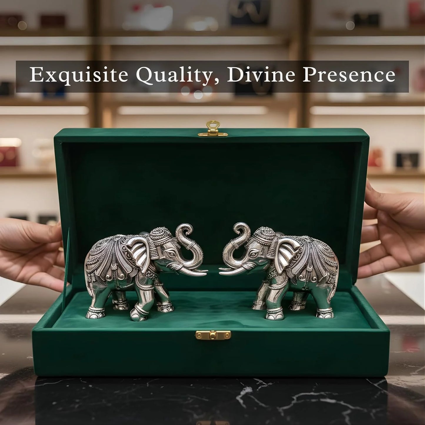 Silver-Plated Elephant Pair for Vastu & Gifting