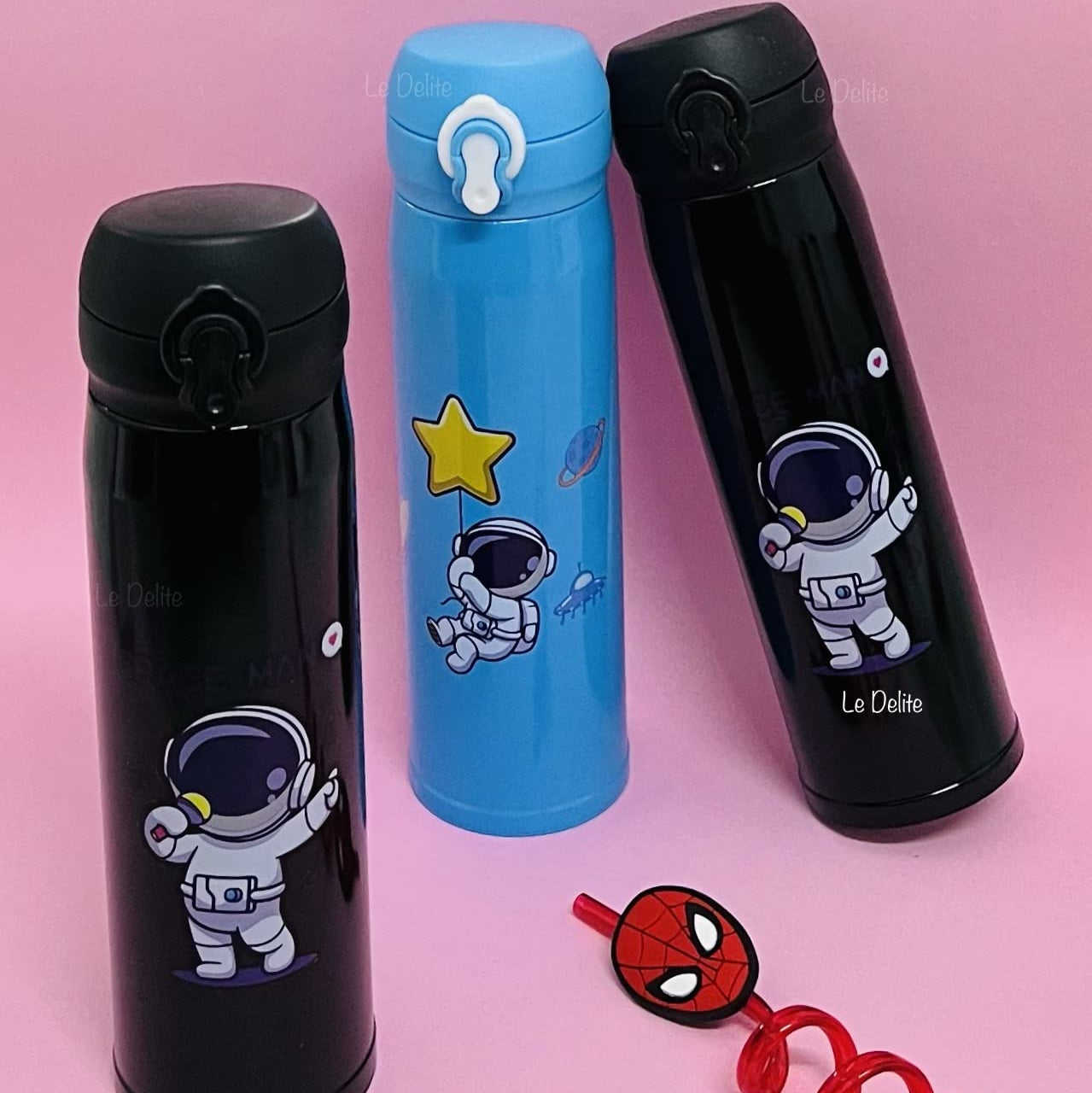 Space Theme Sipper Stainless Steel Water Bottle - 500 ML
