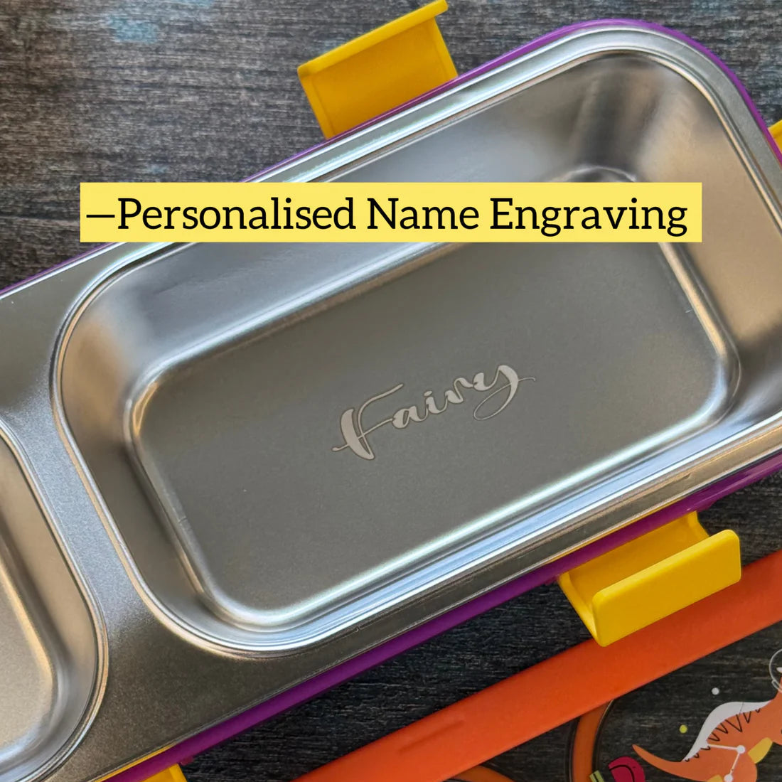 Yum Yum Sleek Stainless Steel Bento Lunch Box (2 Grid) - 100% Leakproof