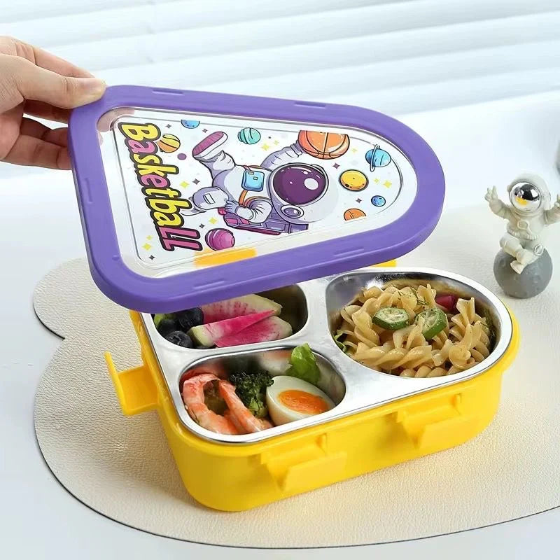 Triangle Bite Stainless Steel Lunch Box (3 Grid)