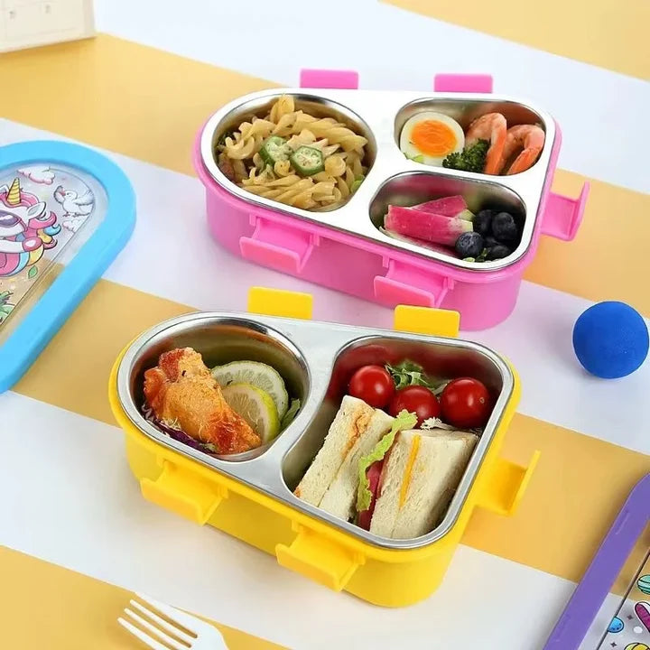 Triangle Bite Stainless Steel Lunch Box (3 Grid)