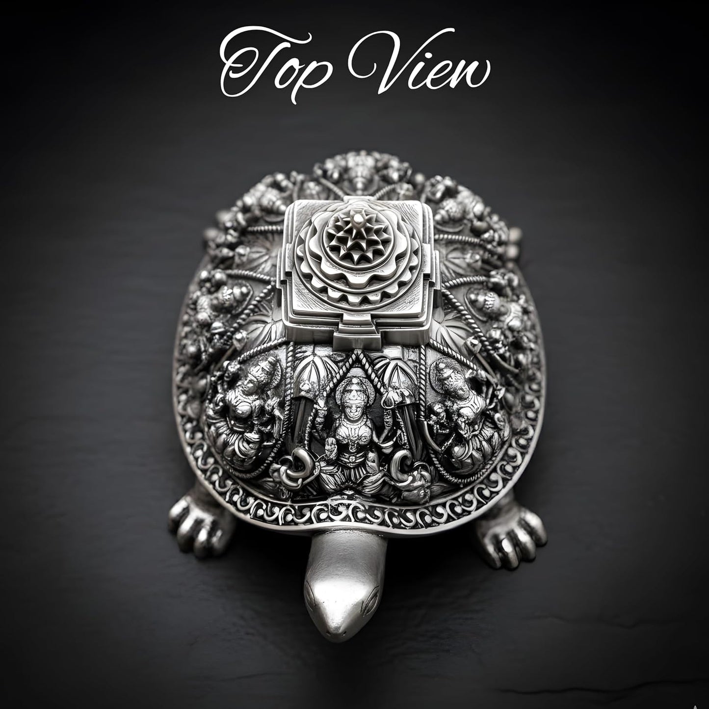 Silver Plated Ashtalakshmi Tortoise Idol with Shree Yantra | 999 Silver Plating