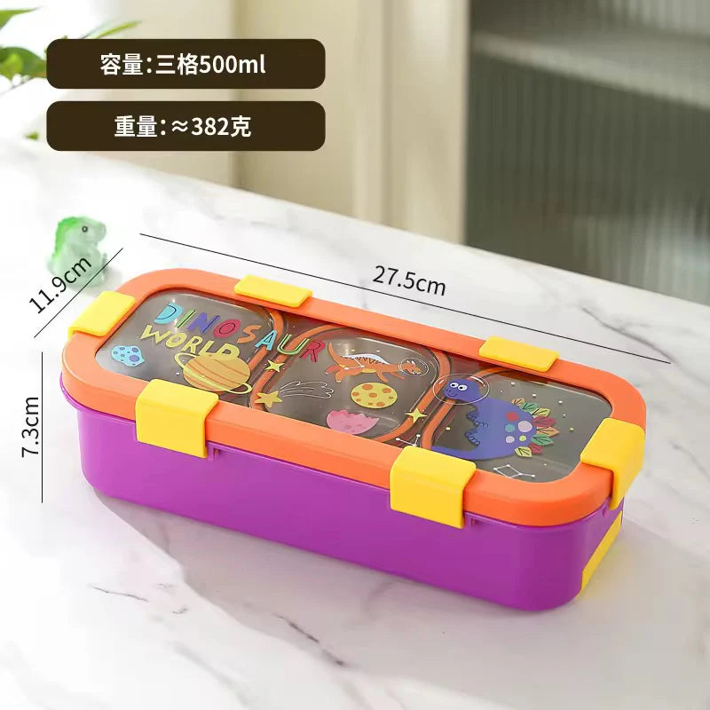 Yum Yum Sleek Stainless Steel Bento Lunch Box (3 Grid) - 100% Leakproof
