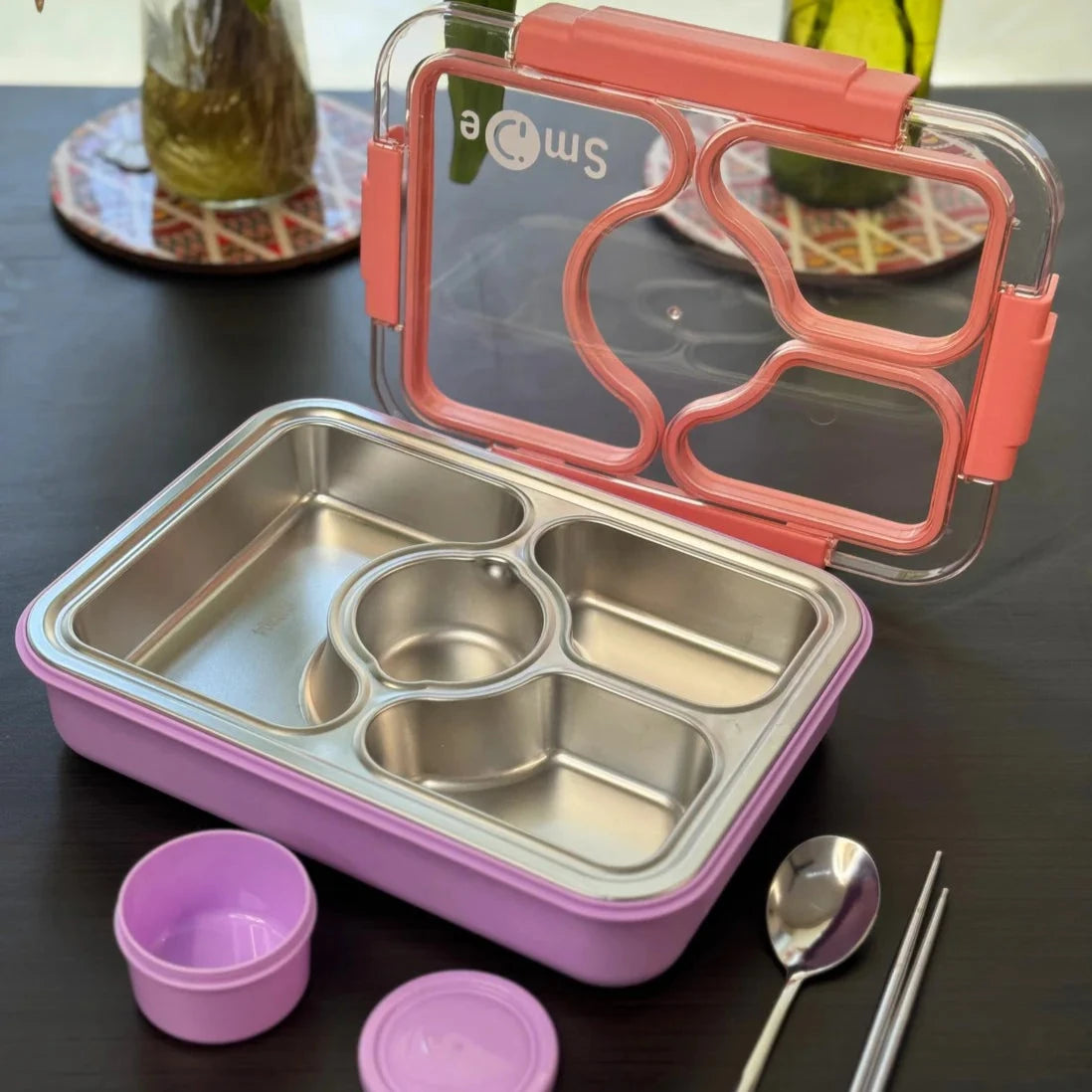 Leak - Resistant Lunch Bento Box (4 Grid) with Bowl