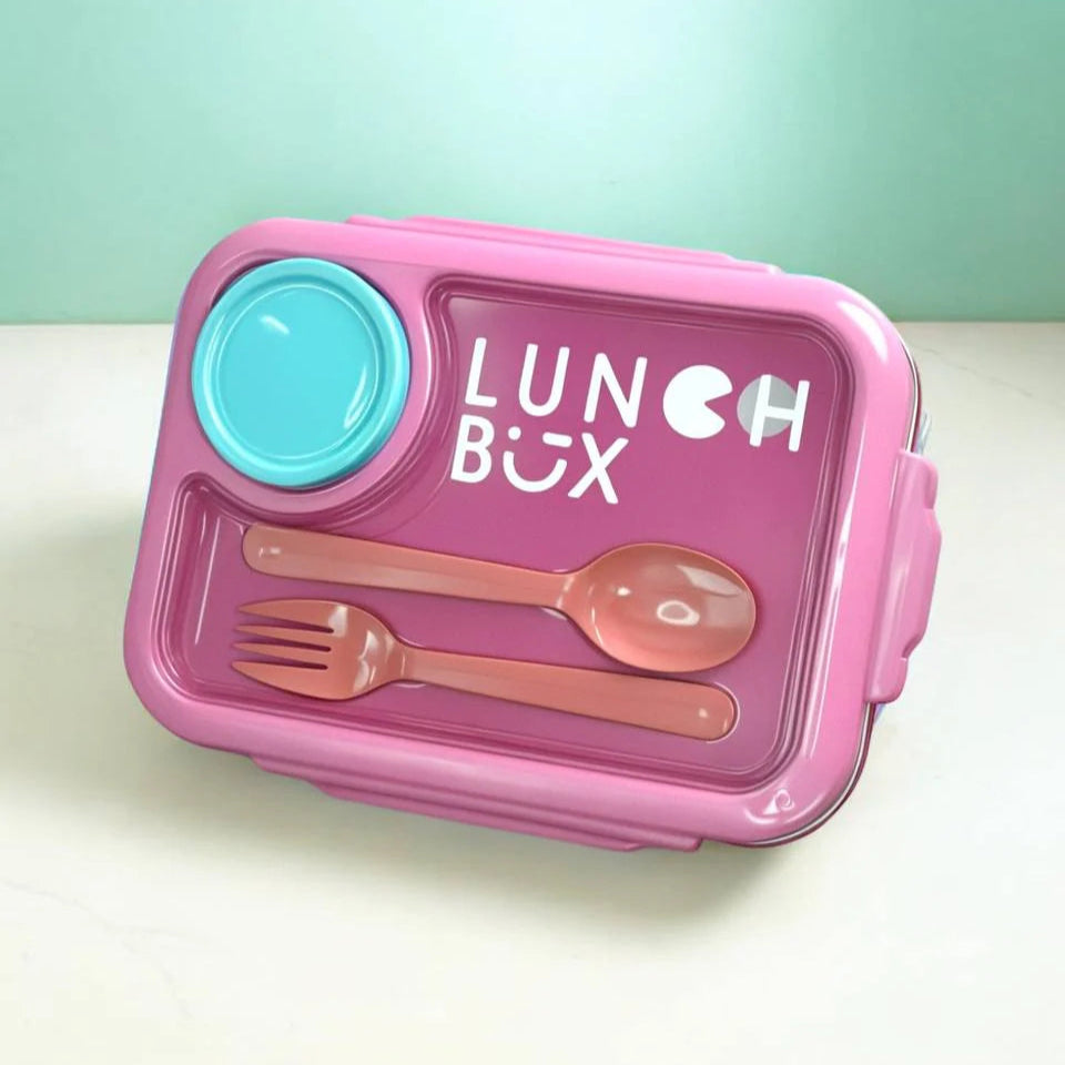 Healthy Meal (3 Grid) Stainless Steel Bento Lunch Box - Leakproof