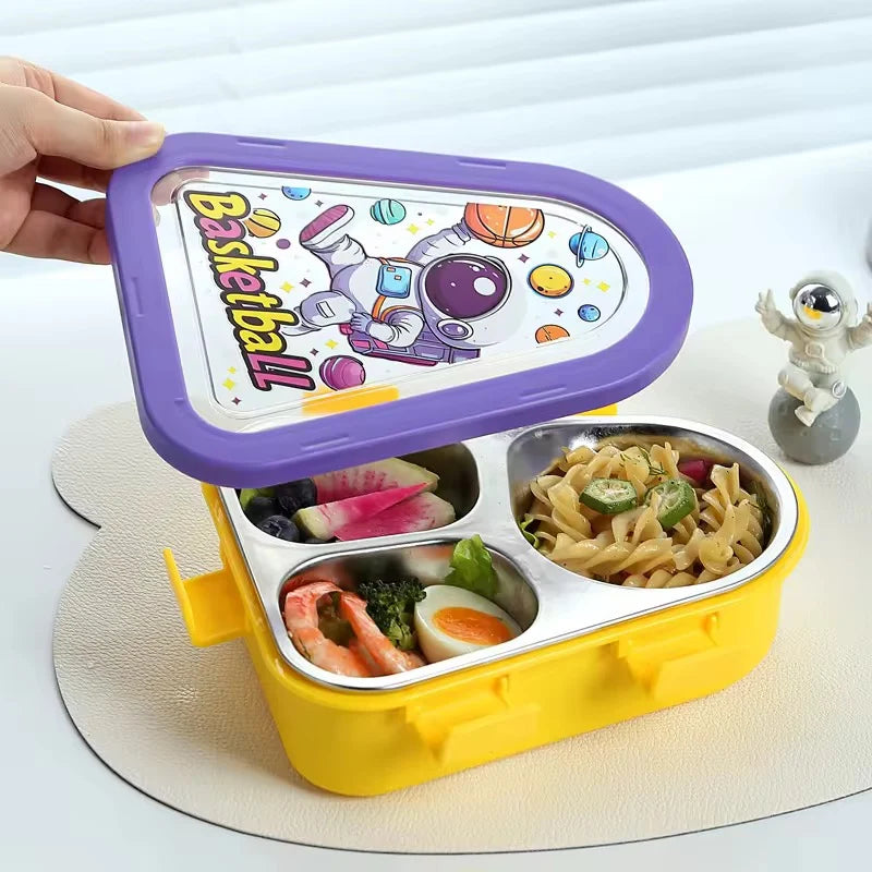 Triangle Bite Stainless Steel Lunch Box (3 Grid)