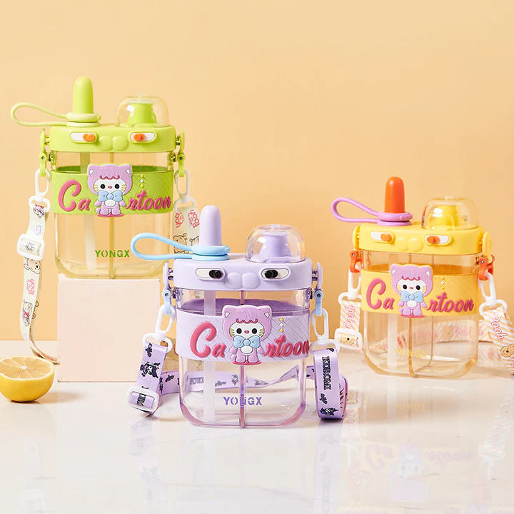 Cute Cartoon Dual Liquid - Juice & Water Bottle - 800 Ml