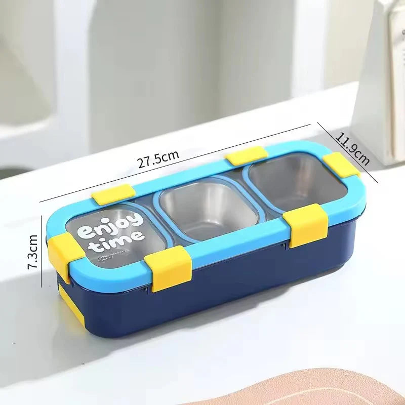 MealJoy Sleek Stainless Steel Bento Lunch Box (3 Grid) - 100% Leakproof