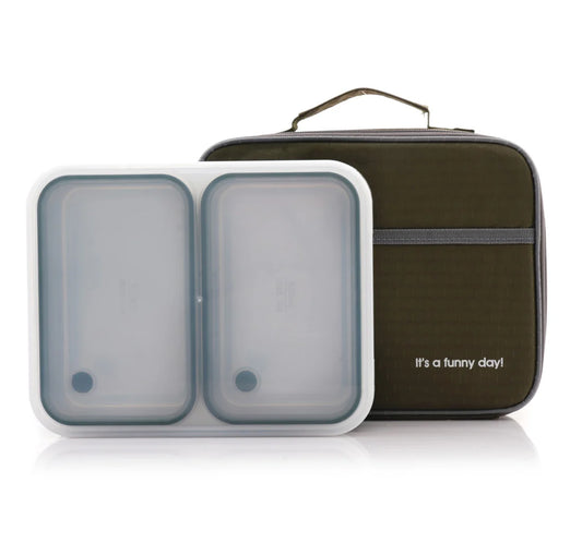 Pure Meal 2 Compartment Stainless Steel Bento Lunch Box with Bag