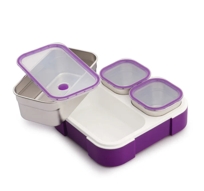 Pure Meal 3 Compartment Stainless Steel Bento Lunch Box with Bag