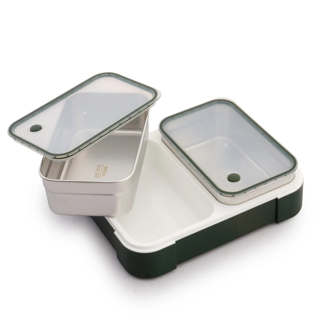 Pure Meal 2 Compartment Stainless Steel Bento Lunch Box with Bag
