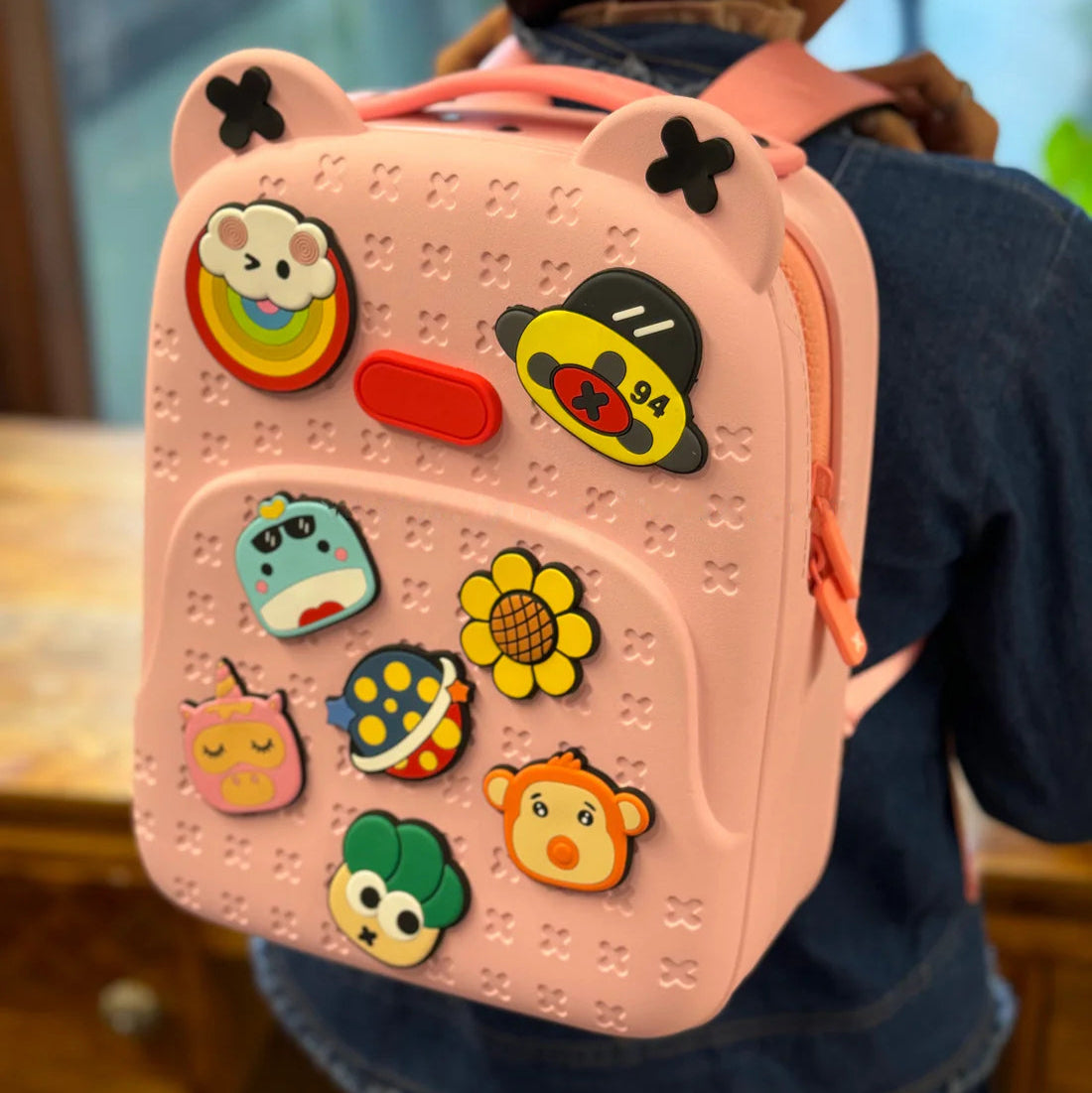 Blush Pink Backpack with Fun Trinkets – Stylish & Spacious for School & Travel