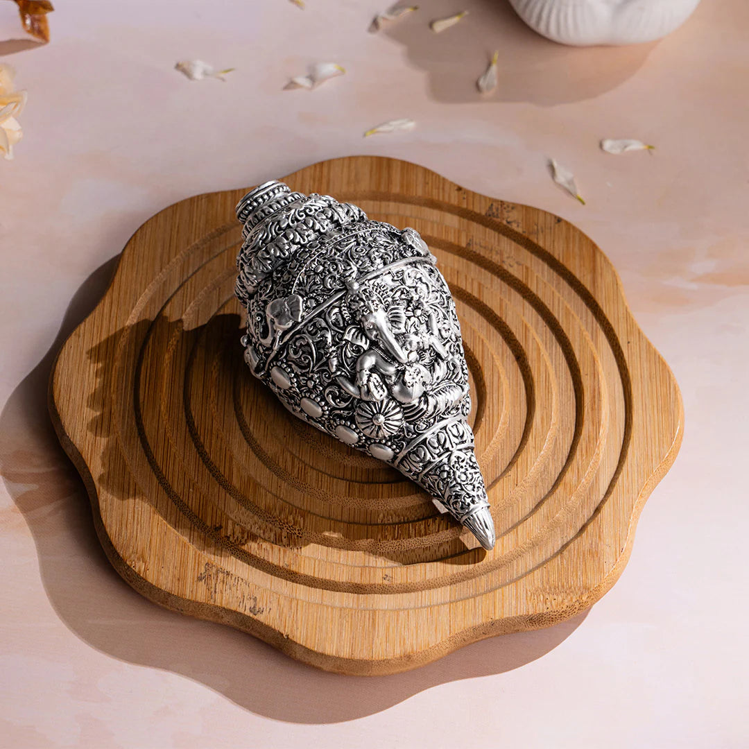 Silver Plated  Ganesh Shankh (Conch)