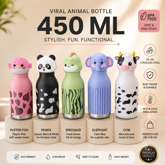 Premium Wild Animal Water Bottle & Sipper – 450 ML