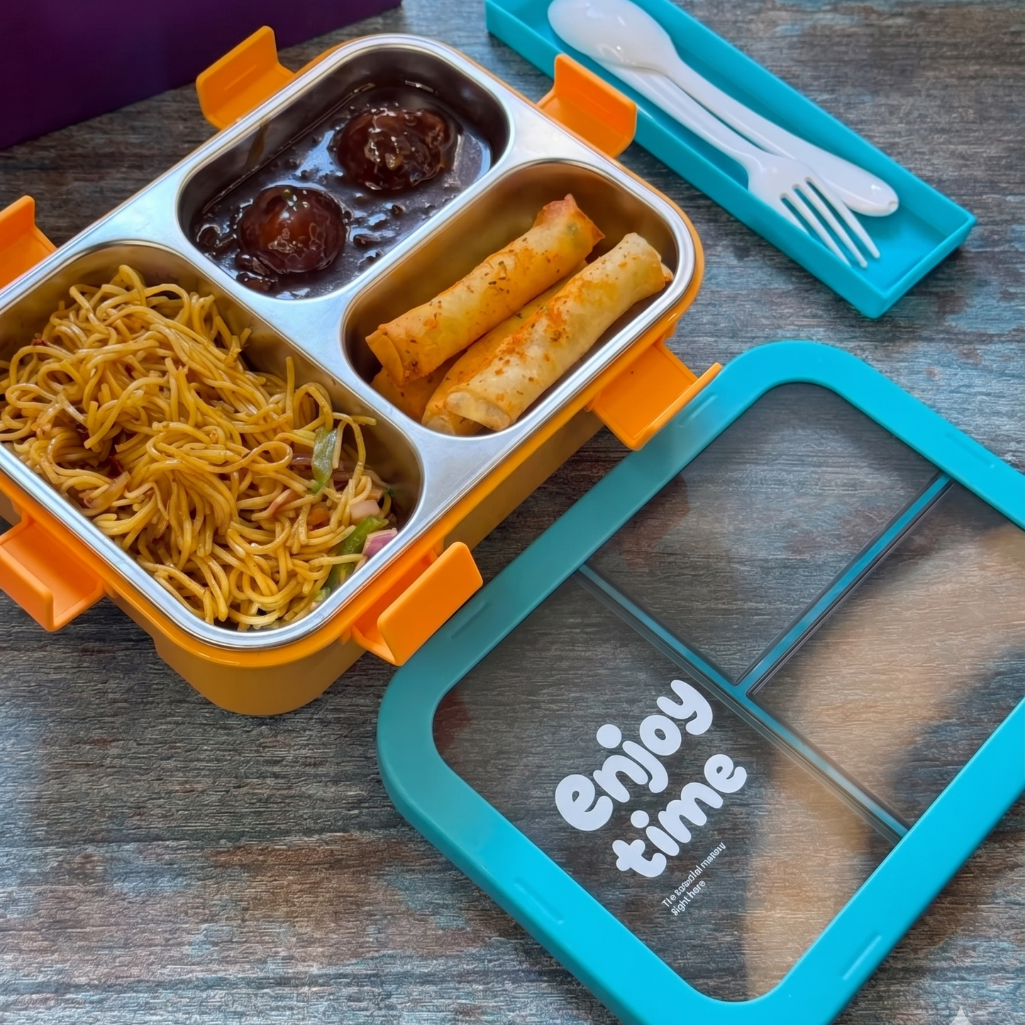 MealJoy Stainless Steel Bento Lunch Box (3 Grid) - 100% Leakproof