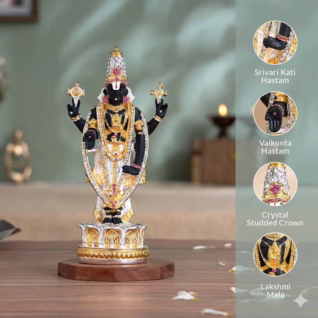 Gold & Silver Plated Tirupati Balaji (Venkateswara) Idol