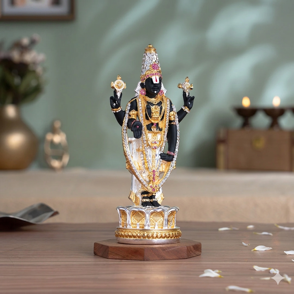 Gold & Silver Plated Tirupati Balaji (Venkateswara) Idol
