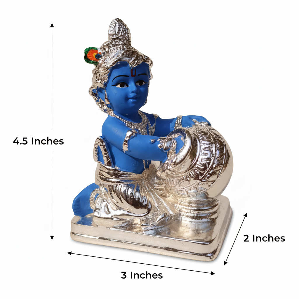 Silver Plated Laddoo Gopal Krishna Ji Idol