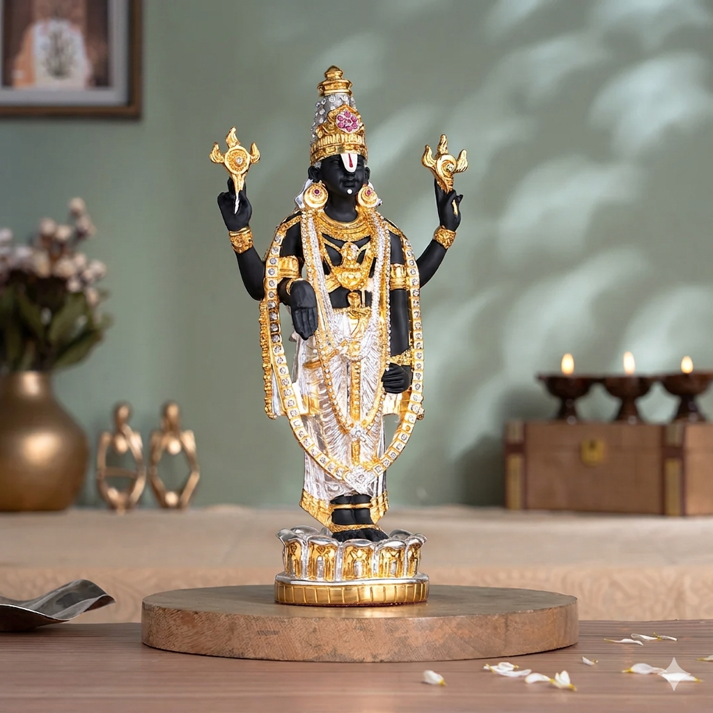 Gold & Silver Plated Tirupati Balaji (Venkateswara) Idol